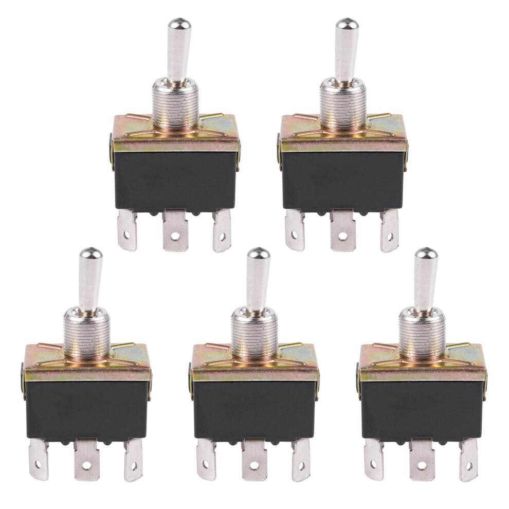 5X Ac 250V/10A 125V/15A Dpdt 3 Position /Off/ 6 Pins Toggle + Black/Silver 4711693602438