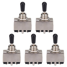 5Pc Guitar 3 Way Toggle , Metal Enclosed 3 Way Selector  with Black Tip Knob for Lp Style Electric Guitar