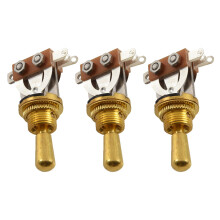 3X Gold Electric Guitar 3 Way Toggle  Pickup Selector  with Brass Tip Knob