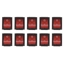 10X Red Light 4 Pin DPST /OFF Snap in Rocker  15A/250V 20A/125V AC 28X22mm