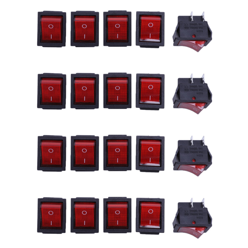 20 X Illuminated /Off Dpst Boat Rocker 16A/250V 20A/125V Ac Red/Light 4712838074288