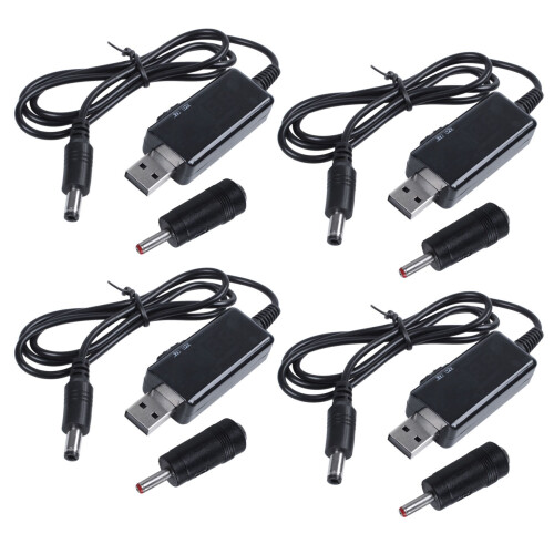 4X USB Boost Cable 5V Step  to 9V 12V Adjustable Voltage Converter 1A Step- Volt Transformer  Power Regulator