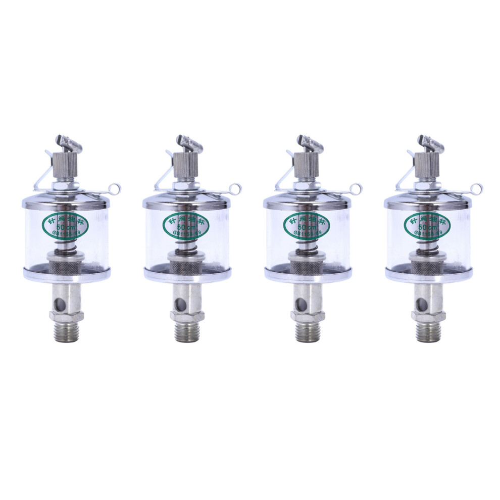 4X 50Ml Engine Machine Lubricator Oil Gravity Drip Feed Oiler Clear+ Silver 6032275628317