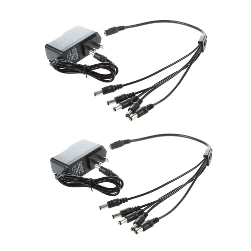4x 9V Effect Pedal Power AC  Adapter US Plug with 5 Way Chain Splitte Cable