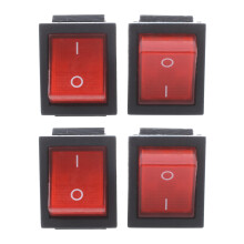 16A/250VAC 20A/125VAC Red Indicator Light 4 Pin /OFF DPST Rocker 4 Pcs