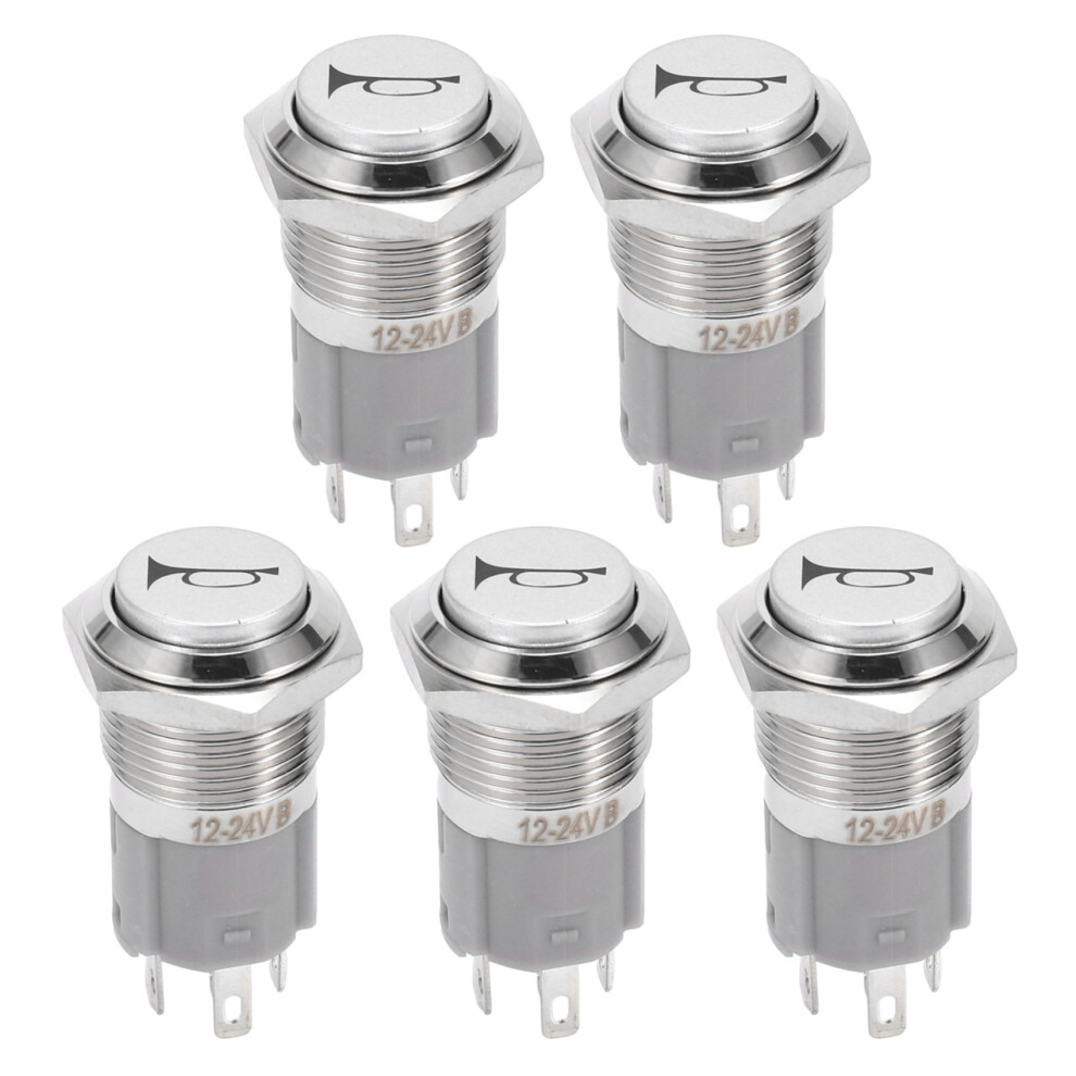 5X 12V 16Mm Car Led Momentary Horn Button Metal Push Button Light 6032565225226