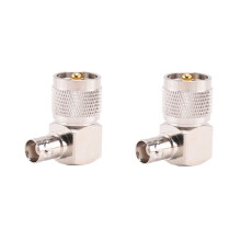 2X UHF PL259 PL-259 Male to BNC Female Right Angle RF Adapter Connector,Silver