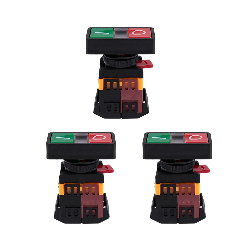 3X Ac 220V Yellow Light -Off Start Stop Momentary Push Button 1 No 1 Nc 4713580656982