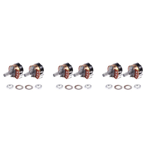 6Pcs 500K Ohm Single Linear Taper Potentiometers with /Off