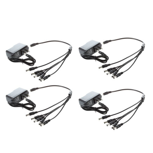 4X 9V Effect Pedal Power AC  Adapter US Plug with 5 Way Chain Splitte Cable