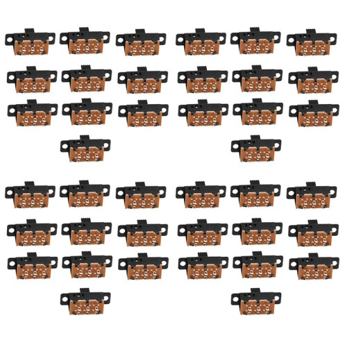 40Pcs High Knob 6 Pin 3 Position DPDT Panel Slide  0.5A 50V