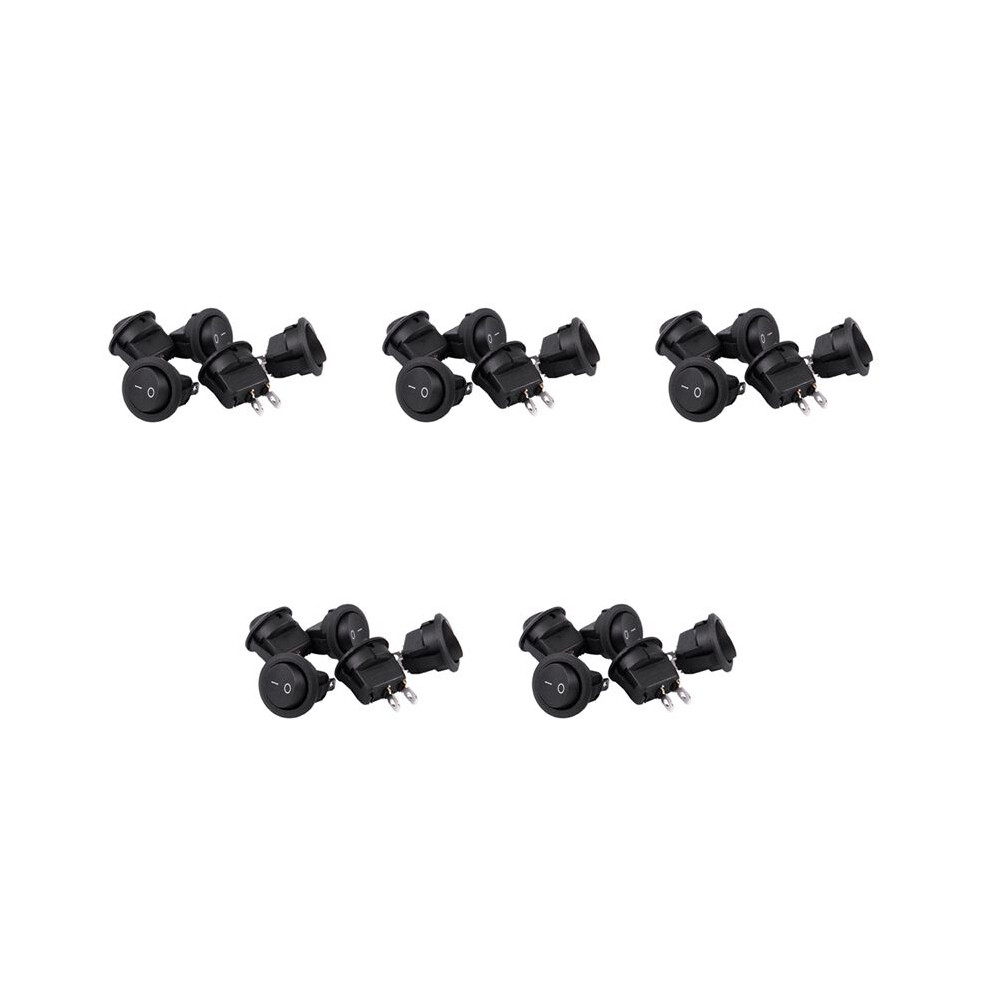 25Pcs Spst Black Button /Off Round Rocker Ac 6A/250V 10A/125V 4713495137712