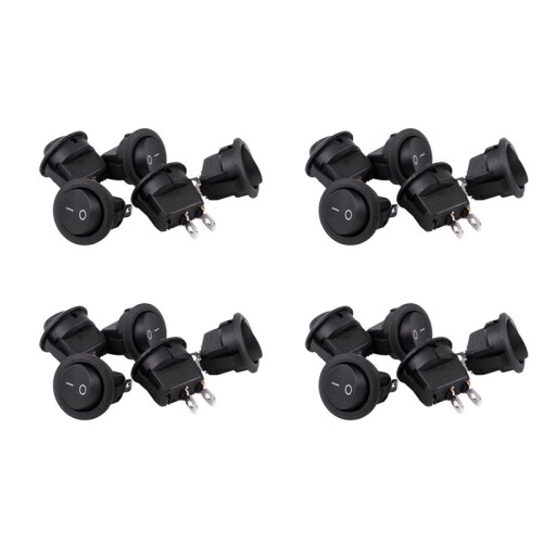 20Pcs SPST Black Button /Off Round Rocker  AC 6A/250V 10A/125V