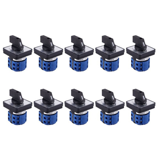 10X 8 Terminals 5 Positions Master Control Rotary Cam  20A Black+