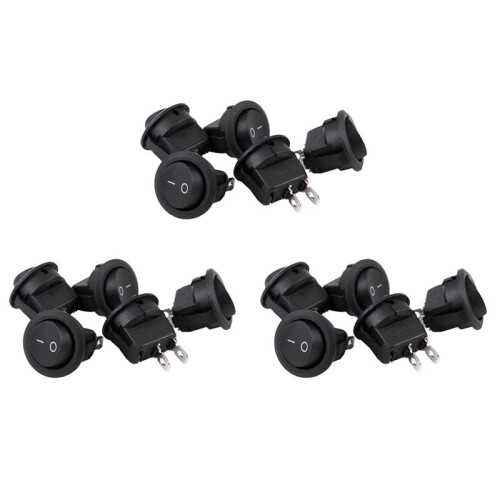 15Pcs SPST Black Button /Off Round Rocker  AC 6A/250V 10A/125V