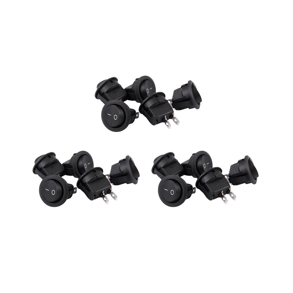 15Pcs Spst Button /Off Round Rocker Ac 6A/250V 10A/125V Black 4712950941376