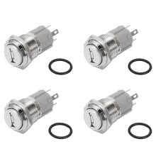 4X 12V 16mm Car LED Light Momentary Horn Button Metal  Push Button