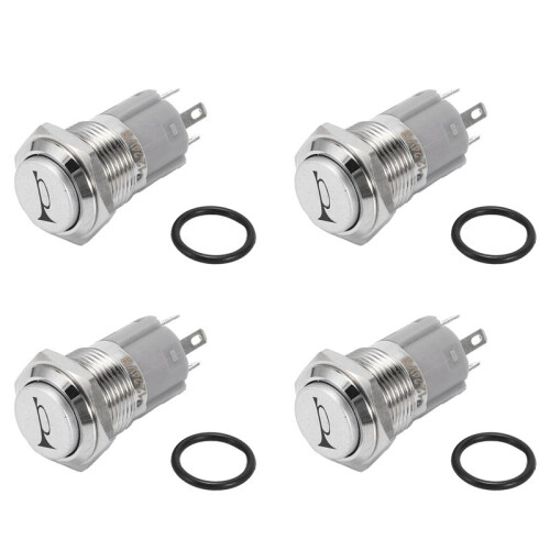 4X 12V 16mm Car LED Light Momentary Horn Button Metal  Push Button