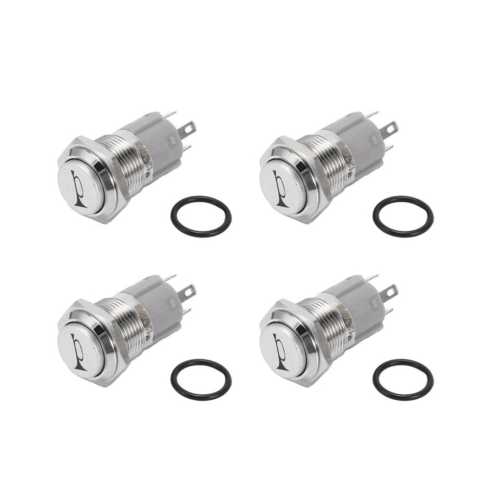 4X 12V 16Mm Car Led Momentary Horn Button Metal Push Button Light 4714060078874