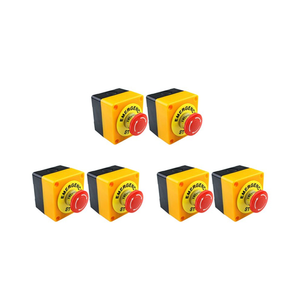 6Pcs Mushroom Emergency Stop Shut Off Push Button No + Nc 22Mm Cnc Gecko Red 6032183829745