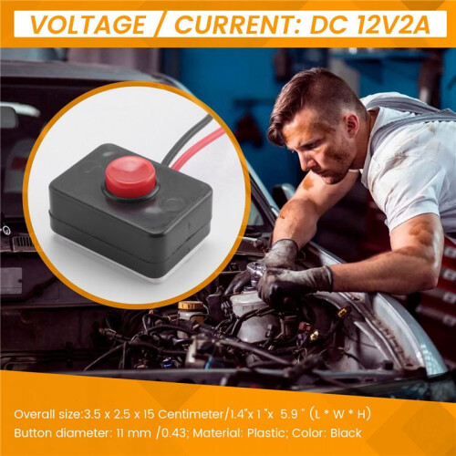 6X  12V2A Adhesive Base Push Button Momentarily Action Wired  for Automobiles 2