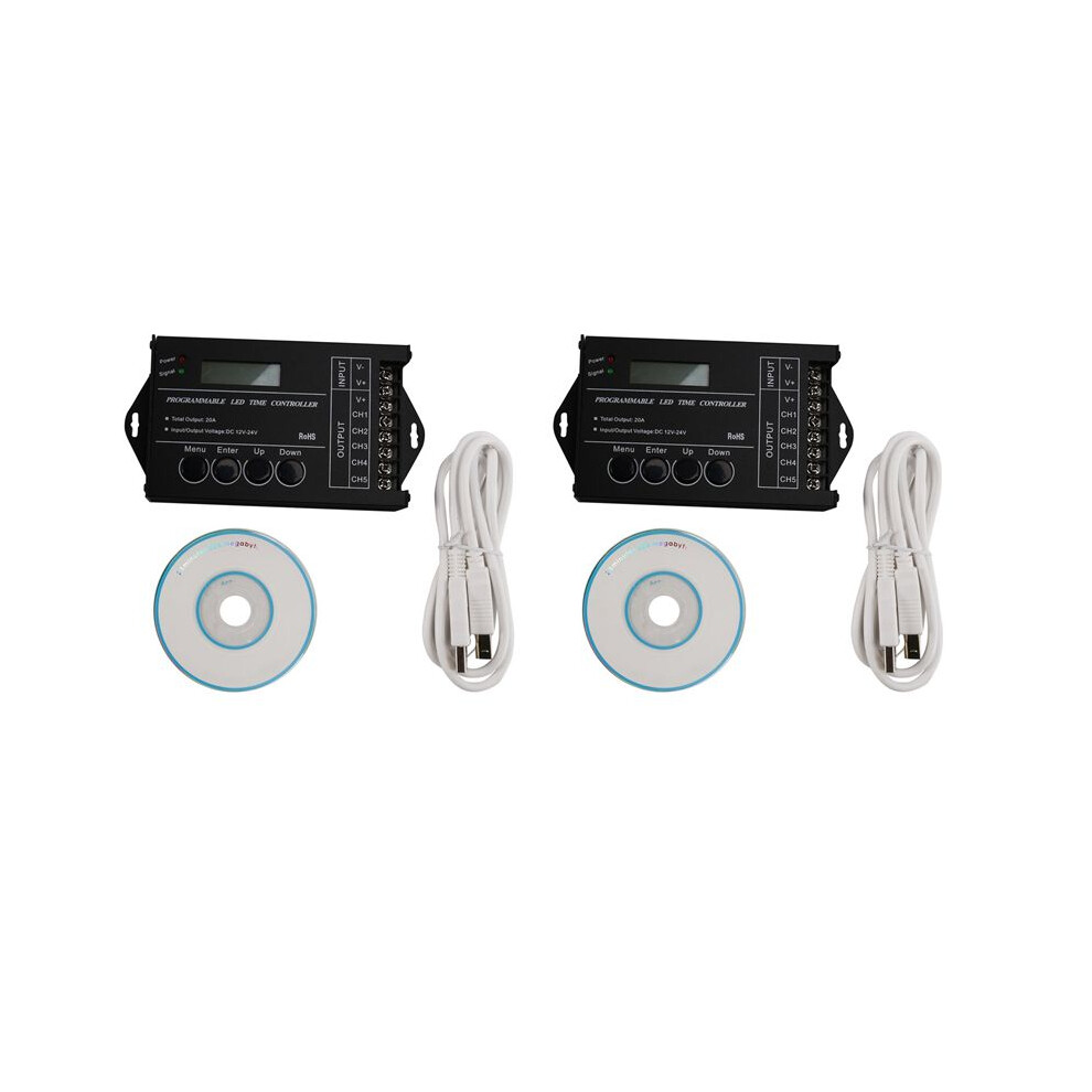 2X TC420  Programmable RGB LED Controller DC12V-24V 5 Channel LED Timing Dimmer