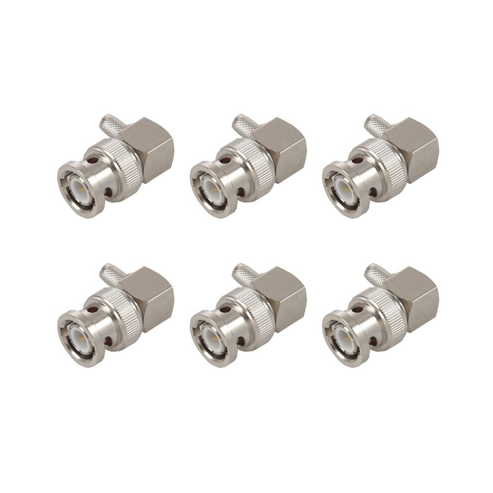 6X Bnc Male Plug Right Angle Crimp For Rg58 Rg400 Rfc195 Rf Coax Adapter Connector, Silver 4713656195438