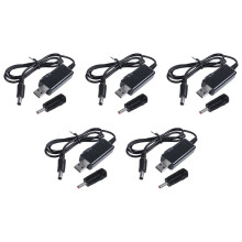 5X USB Boost Cable 5V Step to 9V 12V Adjustable Voltage Converter 1A Step- Volt Transformer Power Regulator