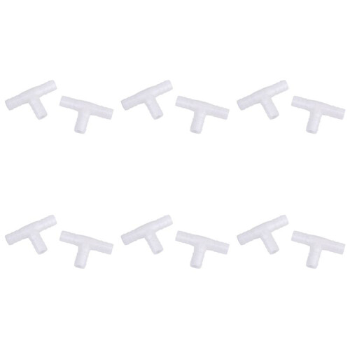 12pcs 12mm Plastic Equal Tee Connector Barbed Pipe Fitting Air/Water Hose Joiner
