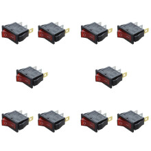 10X Vippströmbrytare på AV Ljus Bipolär 28X10mm 250V 15A 3 Uttag RÖd