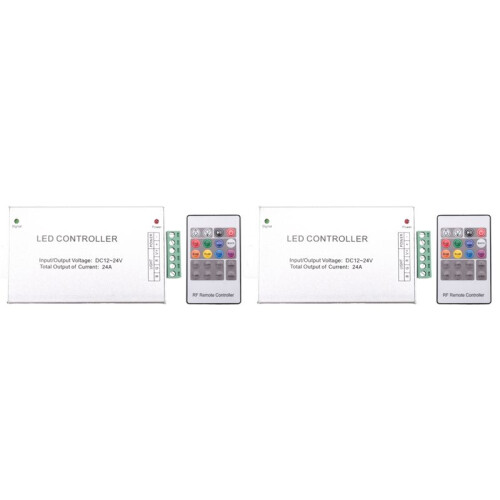 2X LED Controller 12-24V Low Pressure RF Colorful 20-Key Remote Control RGB Light Bar Dimming Controller