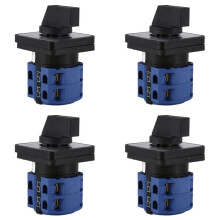 4X AC660V 25A 2-Pole 3-Position Momentary Plastic Rotary Changeover +Black