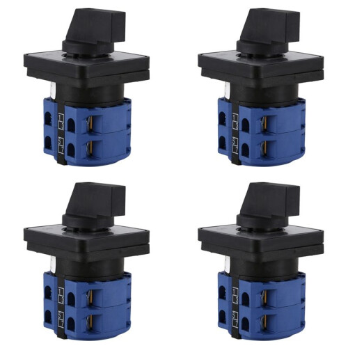 4X AC660V 25A 2-Pole 3-Position Momentary Plastic Rotary Changeover  +Black