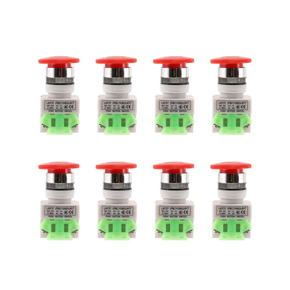 8X Red Mushroom Cap 1No 1Nc Dpst Emergency Stop Push Button Ac 660V 10A 4712647951688
