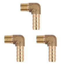 3 Pcs 8mm Hose X 3/8 Inch Male Thread 90 Degree Brass Elbow Barb Coupler Connector