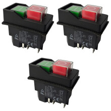 3X Electromagnetic Switches Pushbutton Switches for Garden Tools KJD17 220V 5 Pin -Terminals