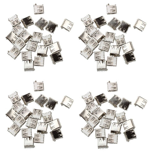 80 Pcs USB Female Type A 4-Pin DIP Right Angle Plug Jack Socket Connector