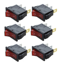 6X Tuischakelaar aan UIT Helder Bipolair 28X10Mm 250V 15A 3 Aansluitingen ROOD