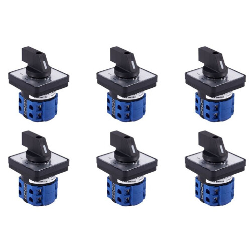 6X 8 Terminals 5 Positions Master Control Rotary Cam  20A Black+
