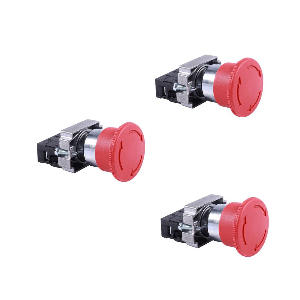 3Pcs 22Mm Nc Red Mushroom Emergency Stop Push Button 600V 10A Zb2-Be102c Xb2-Bs542x1 6034079648102