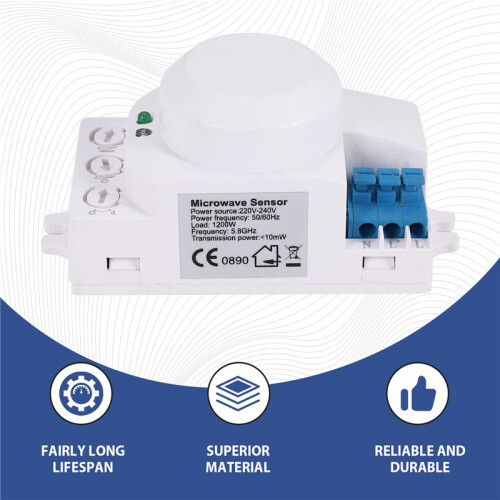 5.8GHz  System LED Microwave 360 Degree Motion Sensor Light  Body Motion Detector,White 1