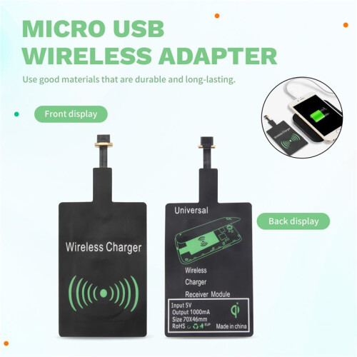 Wireless Charging Receiver Universal Fast Wireless Charger Adapter(for Micro-USB A) 2