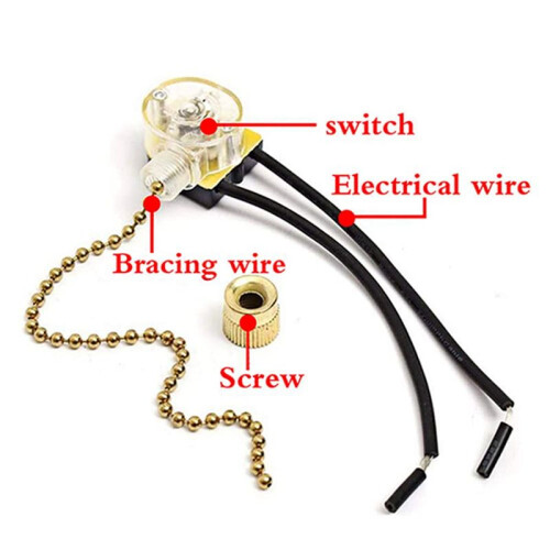 Ceiling Fan Light  Zing Ear ZE-109 Two-Wire Light  with Pull Cords for Ceiling Light Fans Lamps 2Pcs Silver 2