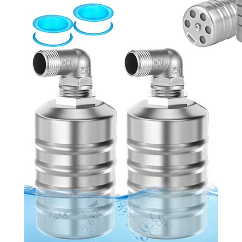 2PCS Fully Automatic Water Level Control Float Valve, Stainless Steel  Floating  Valve -1/2In side Water Intake 1