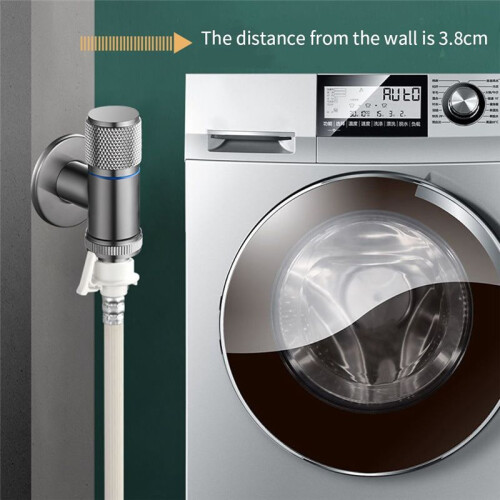 Washing Machine Automatic Water Stop Valve Solid Brass Single Cold Wall Mounted Cold Water Outlet Basin Silver 2