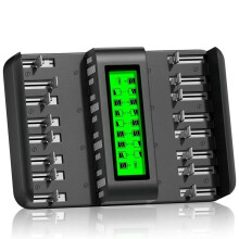 New 16-Bay LCD Universal Battery Charger, Compatible with 1.2V AA, AAA, CD, and Ni-CD Rechargeable Batteries