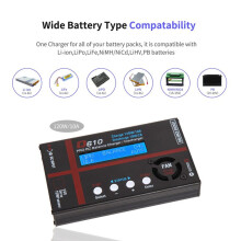 D610 120 W 10 A Batterie-Balance-Ladegerät/Entlader, Intelligentes Batterieladegerät für LiPo/LiFe/LiHV/Li-Ion/NiCD/NiMH/2-20 V PB