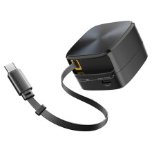 New 35W GaN Fast Charging Extension Cords Folding Storage Portable Type C for Smartphone Tablet Laptop Black