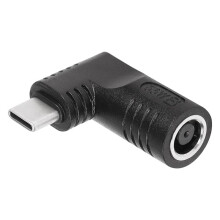 Adaptador de Carga de Alimentación Macho con Entrada PD CC Hembra de 65 W A USB Tipo C para Teléfonos, Tabletas y Portátiles (Negro 7406 B)