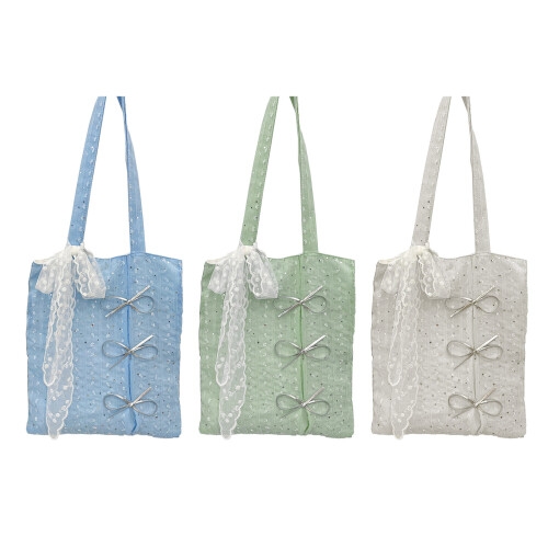 Elegant Shimmering Bowknot Large Capacity Shoulder Bag-White 1